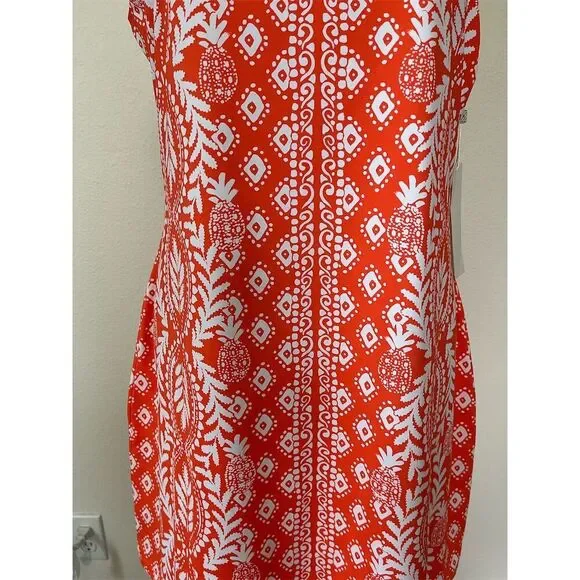 Lilly Pulitzer Women's Orange & White Sleeveless Shift Dress Casual/cover up - Picture 2 of 7